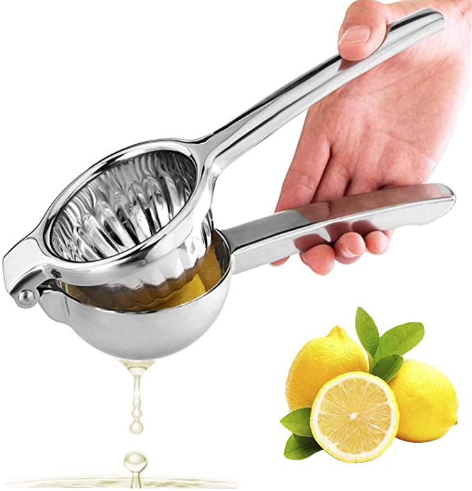 Stainless Steel Extra Large Lemon Squeezer Heavy Duty Squeezer & Fruit Juicer Hand Press with Solid Metal Squeezer Bowl