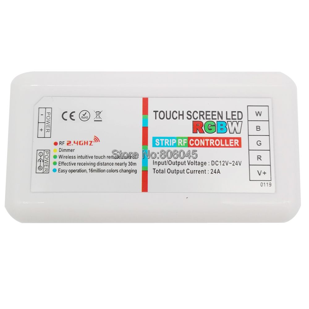 Dc 12V 24V 24A 6A * 4CH 2.4G Rf Draadloze Rgbw Led Controller Touch Screen Afstandsbediening voor 5050 Smd Rgbw Rgbww Led Strip Licht