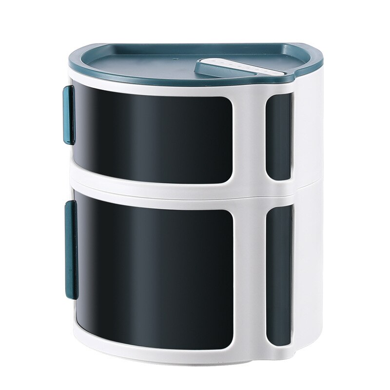 Free Stack Layers Sliding Window Wall Mounted Waterproof Bathroom Toilet Tissue Paper Holder Rack Cosmetics Desktop Storage Box: Blue Double Layers