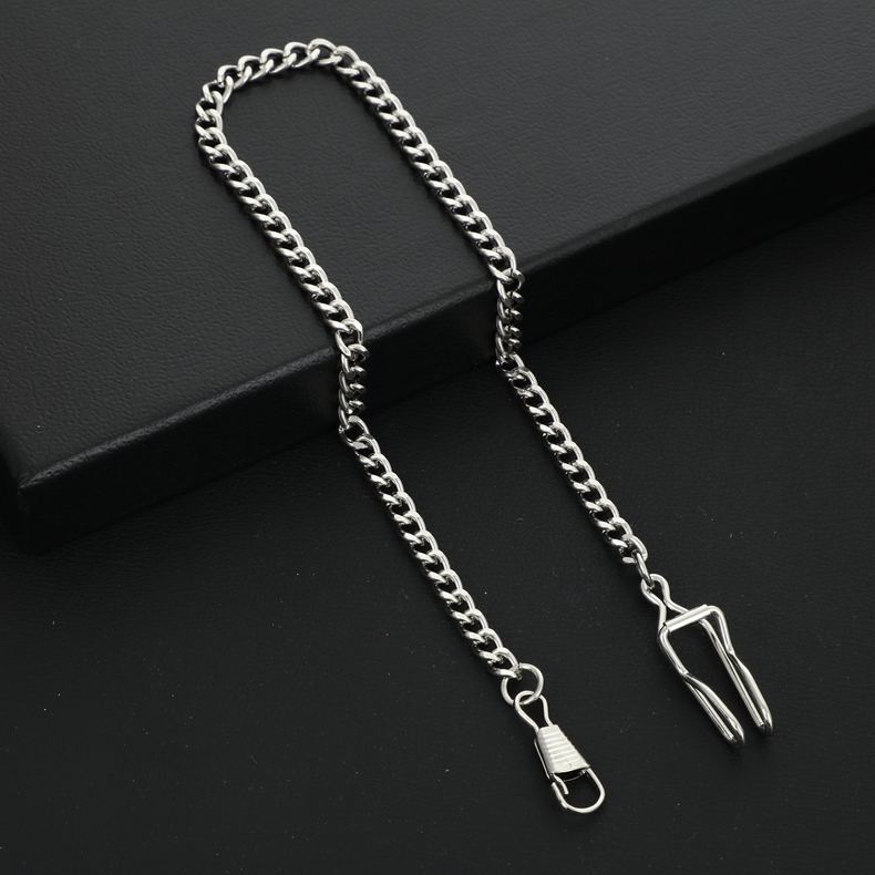 Ouywei-Cadena de acero inoxidable para reloj de bolsillo mecánico, accesorio para , plata, bronce, negro, dorado: ChainB Silver