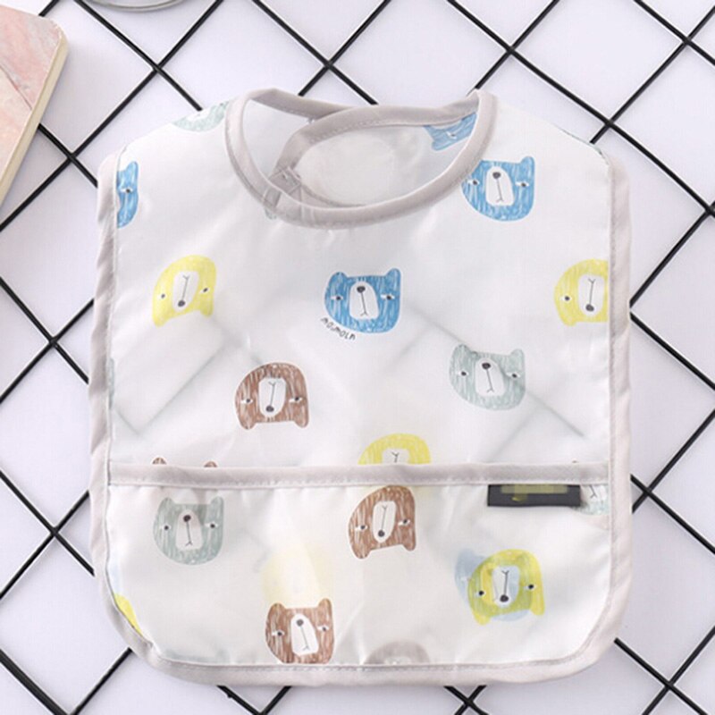 Baby Bibs Polyester Waterproof Lunch Feeding Bibs Baby Cartoon Feeding Cloth Children Apron Baby Bib Infant Slobber Saliva Towel: white bear