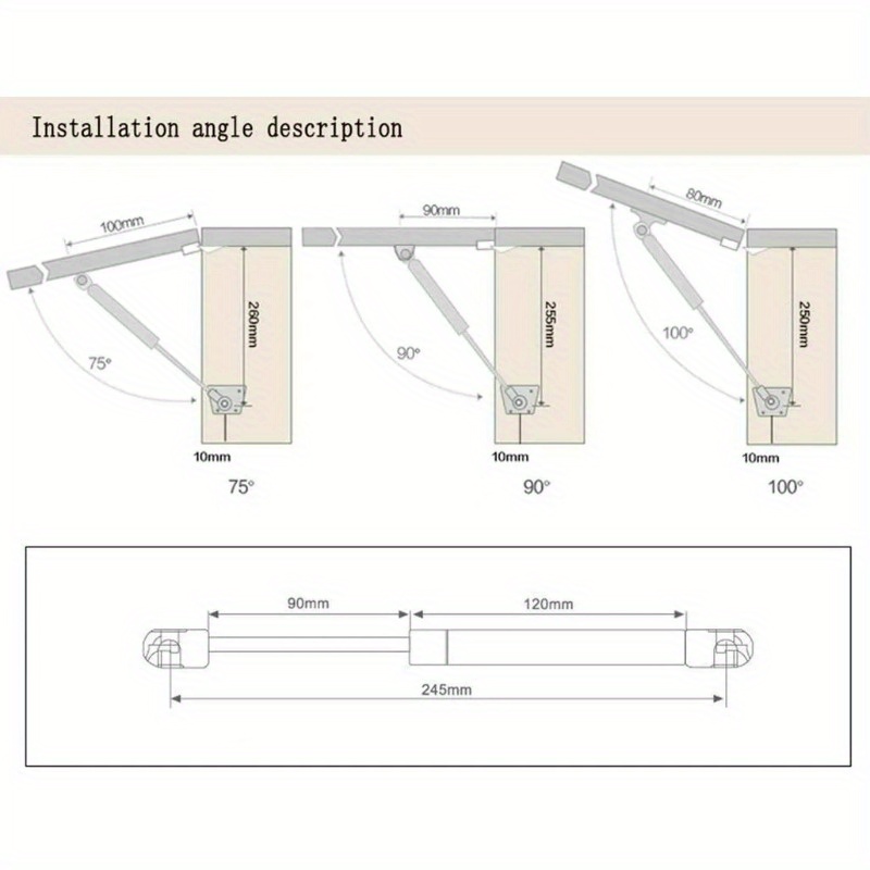Skapdør gassfjærhengsler 20kg-2kg kjøkkenskap hydraulisk hengsel støttebein lokkboks møbelbeslag