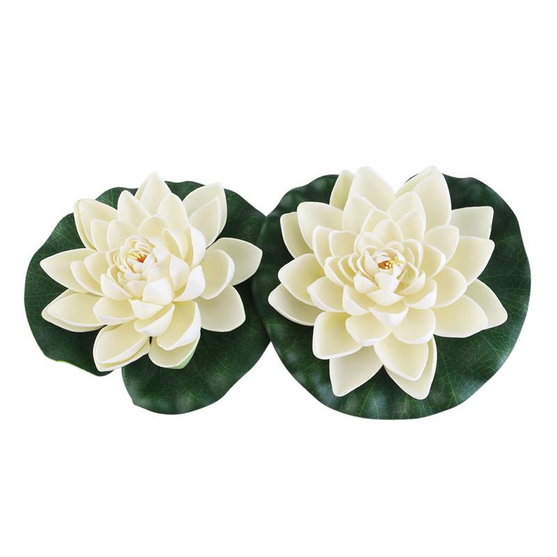 6pcs Artificial Pond Plants Lotus Lilies Simulation Lotus Leaf Water Lily Home Decoration (White)