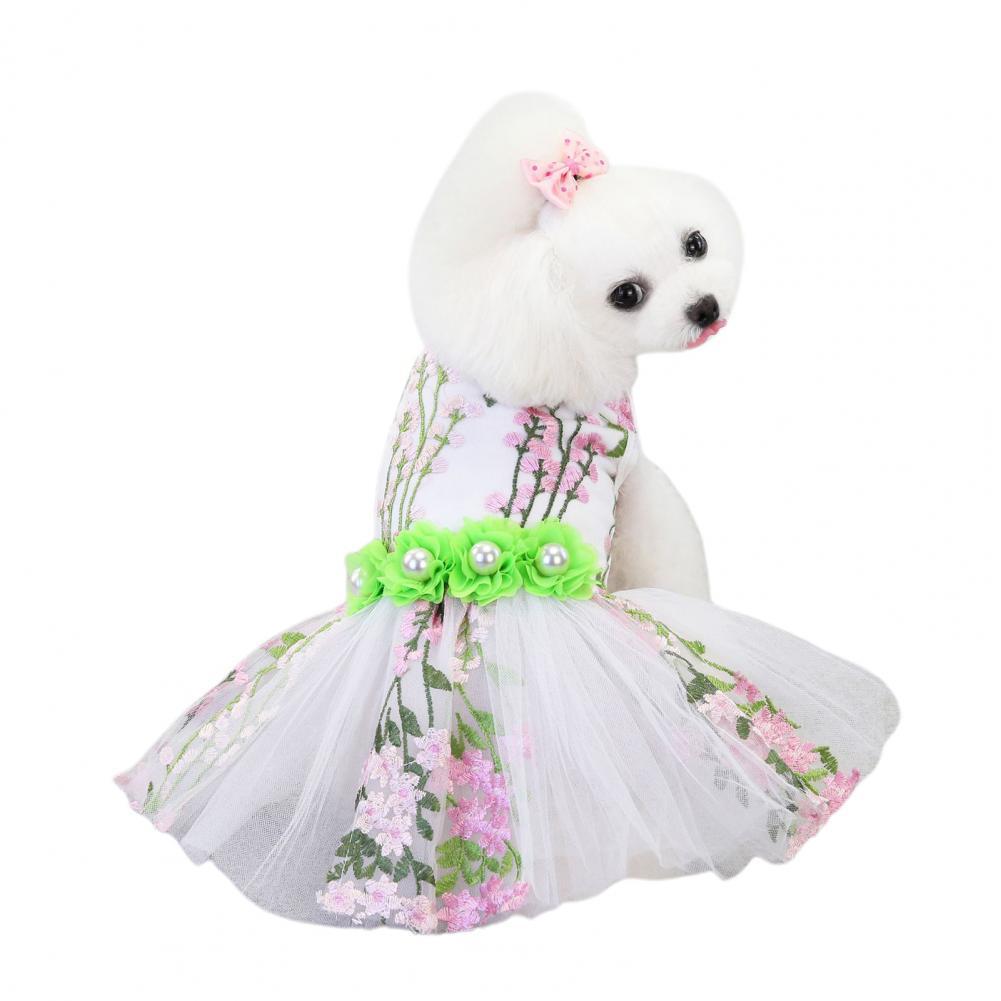 Cute Dog Clothing Nice-looking Universal Dog Skirt Dog Wedding Leafy Flower Clothing for Pomeranian Pet Skirt: Roze / M