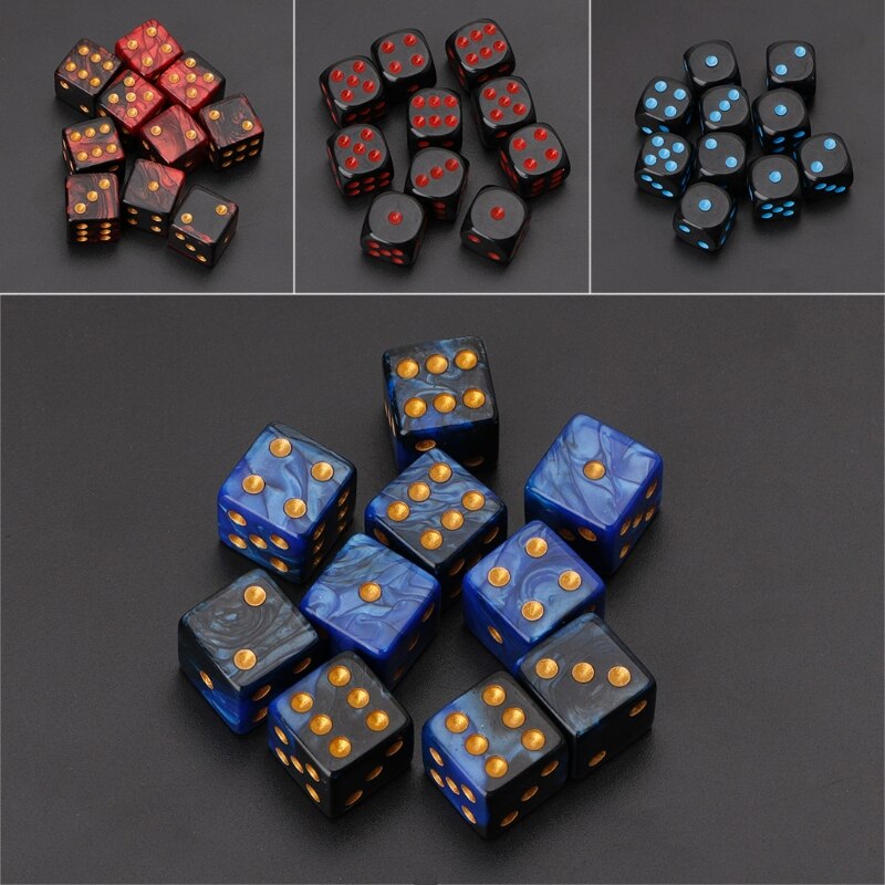 10pcs 15mm Multicolor Acrylic Cube Dice Beads Six Sides Portable Table Games Toy Multi Sides Dice for Board Game