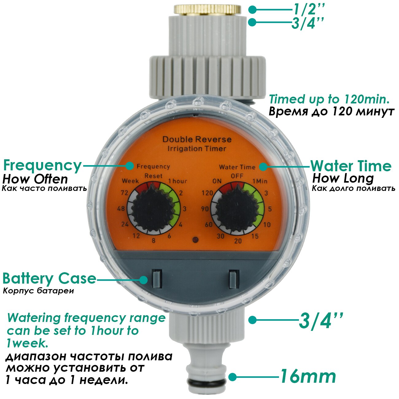 Garden Ball Valve Water Timer Double Dial Automatic Electronic Watering Timer Home Garden Irrigation Irrigator Controller System