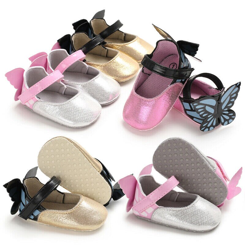 Babyschoenen voor babymeisjes vlinder zachte zool peuter wieg schoenen zacht comfortabel eerste wandeling prewalker