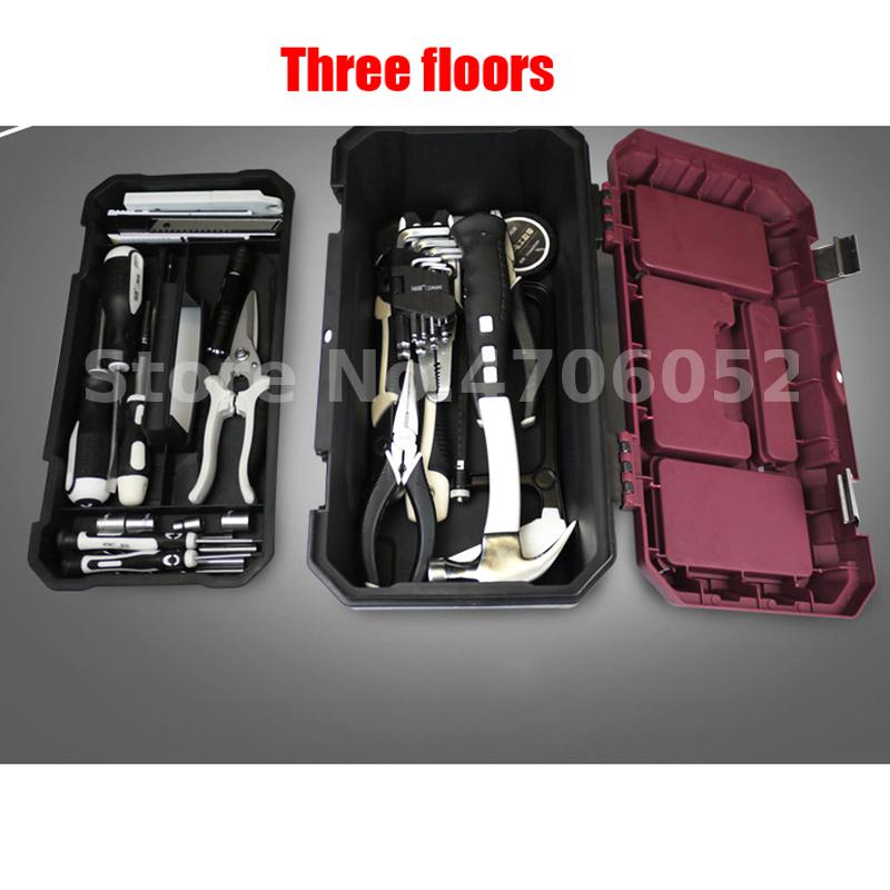 17inches Portable plastic stainless steel toolbox household maintenance electrician plastic Tool Box Multifunctional set 19 17