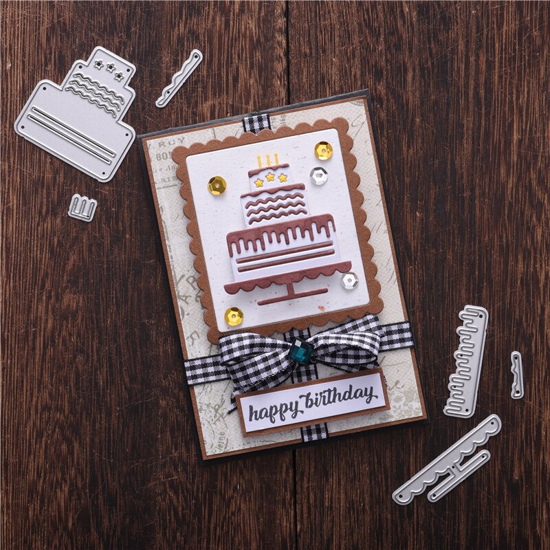 YaMinSanNiO Kuchen Stirbt Glücklich Geburtstag Metall Schneiden Stirbt Scrapbooking Dekorative Präge bilden Handwerk Schablone Stanzen Vorlagen