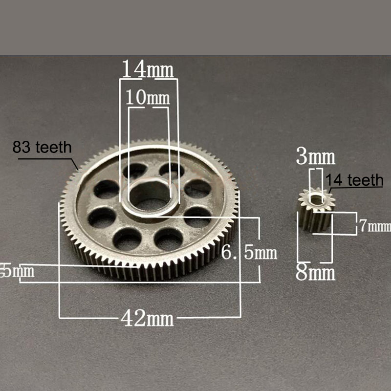 Mini engranajes de 42mm para motosierra con batería de litio, cortacésped, agujeros redondos, 83 dientes, 14 dientes, conjunto de piñón