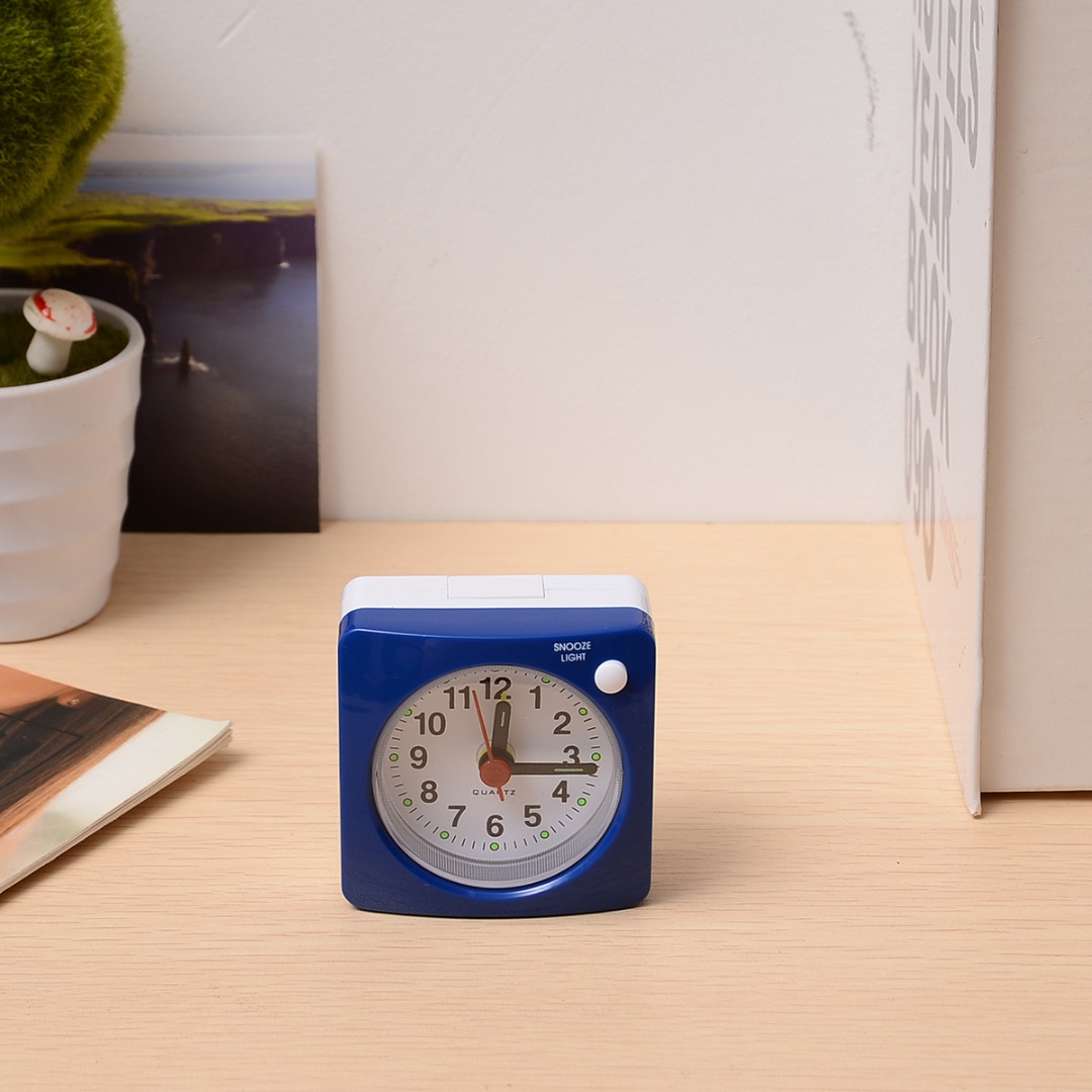 Square Small Bedside Alarm Clock LED Light Silent Sweep Alarm Timer No Ticking Snooze For Home Traveling Desktop Table Decor