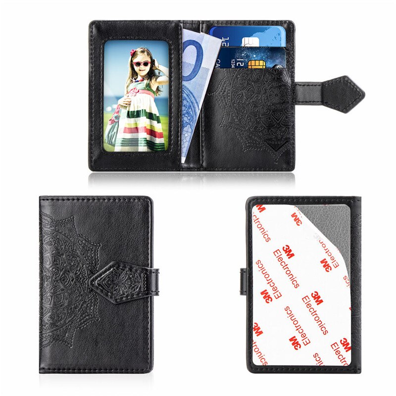 praktisch Zurück Karten Halfter Brieftasche Kredit Ich würde Karte Tasche 3M Klebstoff Aufkleber Für iPhone Samsung Xiaomi Huawei Telefon beutel: Schwarz