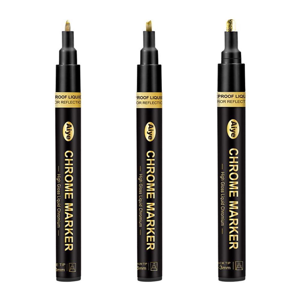 Silver Mirror Marker Liquid Chrome Metallic Permanent Paint Craftwork Pen Accessories Mirror Reflective Pen Toy Highlight Pen