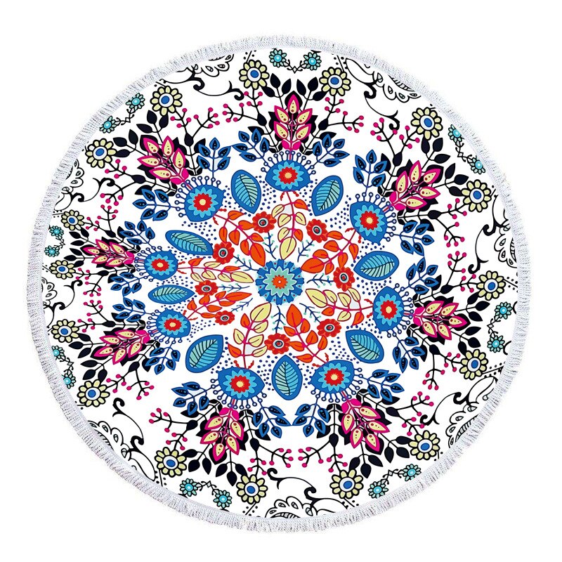 Extra Grote Ronde Strandlaken Zomer Outdoor Print Digitale Retro Strandlaken Strandlaken Sjaal: 1500MMx1500MM-2