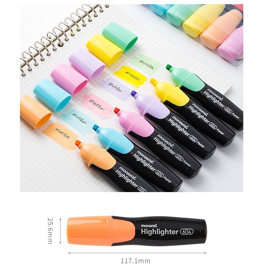 Monami 604 Pastel Color Highlighter Pen Mild Colors Marker Liner Highlighting Drawing Painting Office School Supplies A6088