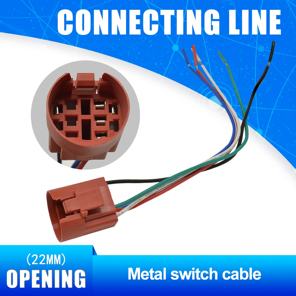 22mm drukknopschakelaar connector metalen drukknopschakelaar verbindingskabel draad lijn