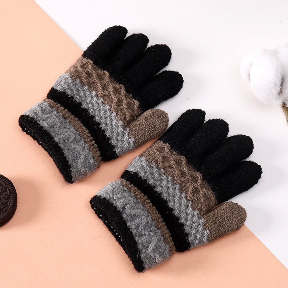 Luvas de inverno crianças meninos meninas luvas listra dividir dedo mais quente luvas de malha estudantes macios quentes luvas de escrita luvas: 1