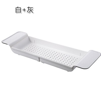 Bandeja de baño de plástico multiusos ajustable, bandeja para bañera, soporte de libro para ducha, vino, herramienta de cocina, escurridor de baño, cocina: white