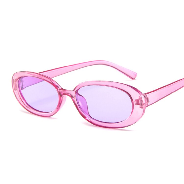 Kvinder ovale solbriller solbriller kvinder vintage briller kvindelige gennemsigtige linser dame  uv400: Lilla