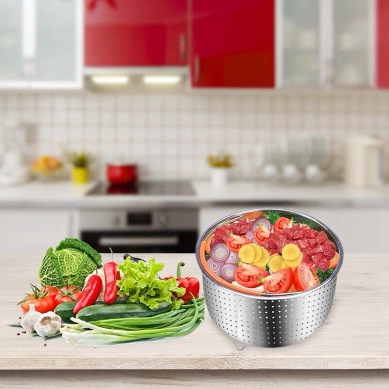 Stainless Steel Steamer Basket Pressure Cooker with Silicone Covered Handle Sturdy Steamer Basket