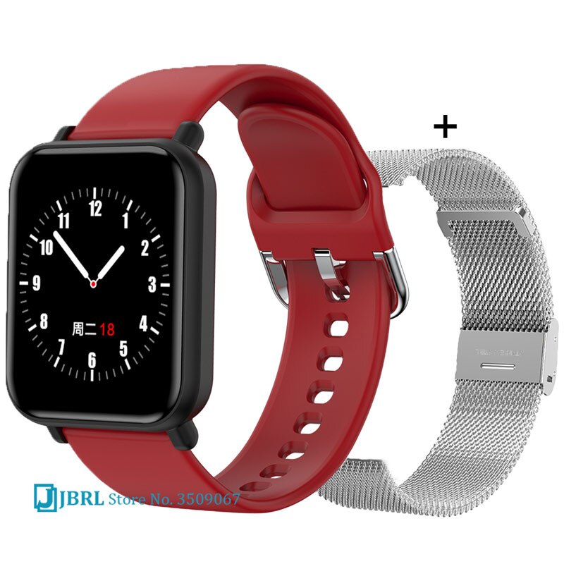 Children Full Touch Smart Wristband Girls Boys Smart Watch Swimming Kids Smartband Teen Fitness Bracelet Bluetooth Android IOS: red add strap 2