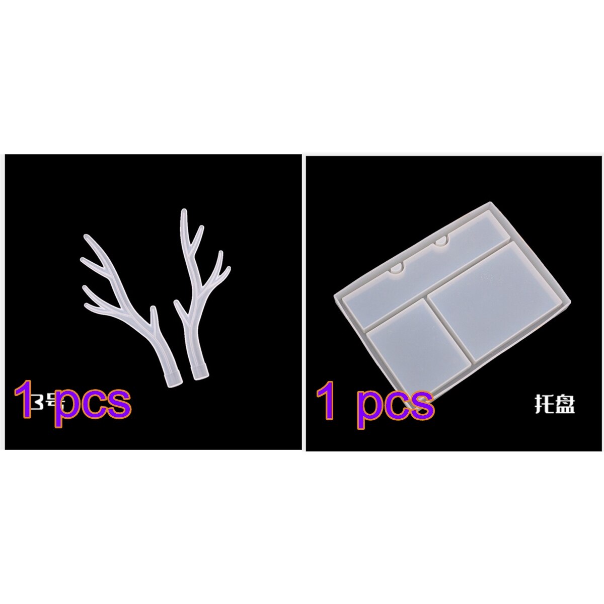 Resin Silicone Mold Jewelry Display Set DIY Resin Crystal Epoxy Antler Tree Branch Show Table Storage Jewelry Tray Mould Tools: set 3