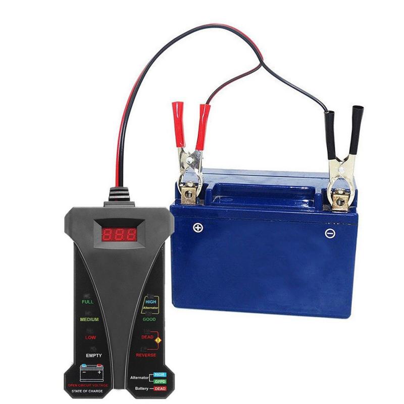 12v bilbatteri tester 8 led lys digital dynamo tester auto load digital analysator våt tørr blysyre batterilader