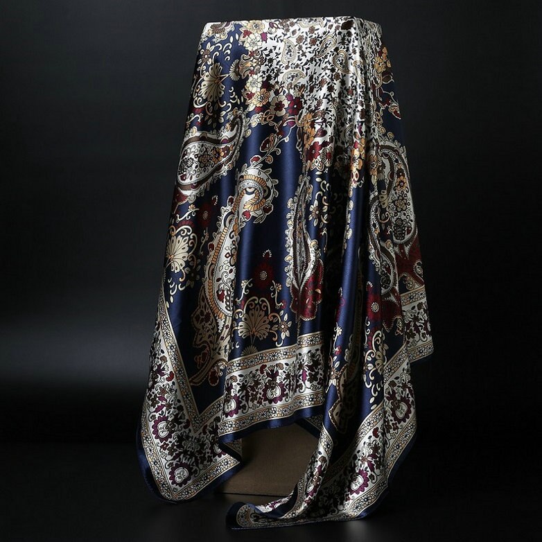 Print Sjaals Voor Vrouwen Zijde Satijn Hoofddoek Hoofddoek Vrouwelijke 90*90 Cm Vierkante Sjaals En Wraps Hijab sjaals Voor Dames: 2241