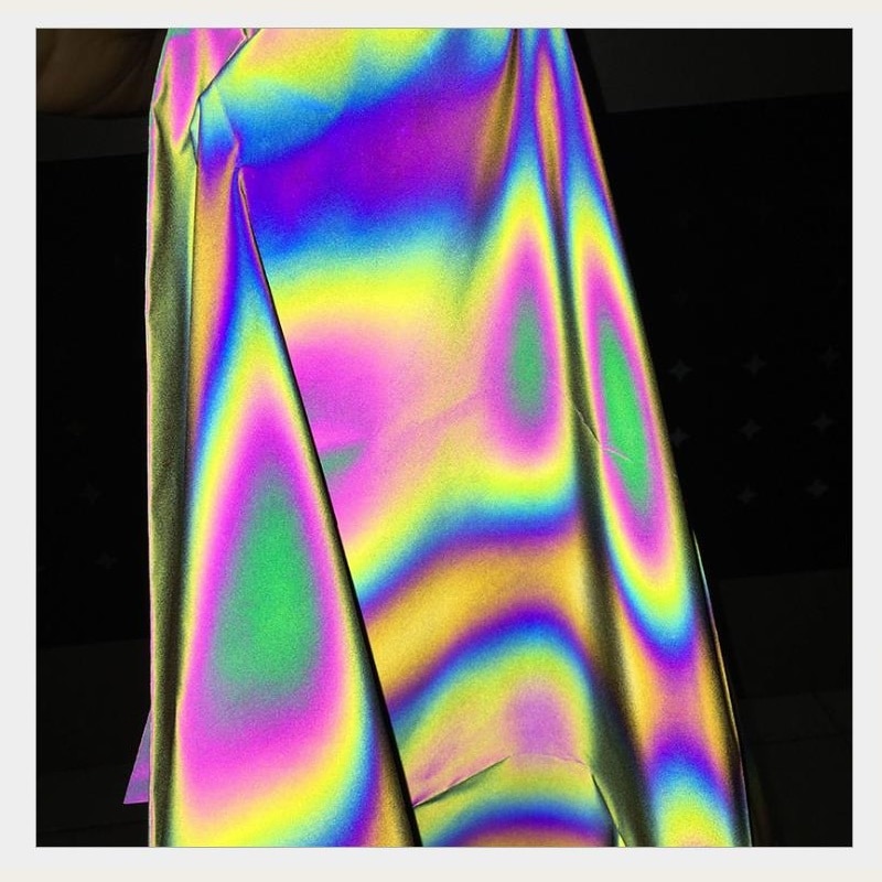 50cm*140cm Rainbow Reflective Fabric Garment Accessories Bright Retro Reflective Magic Gradient Color DIY Fabric