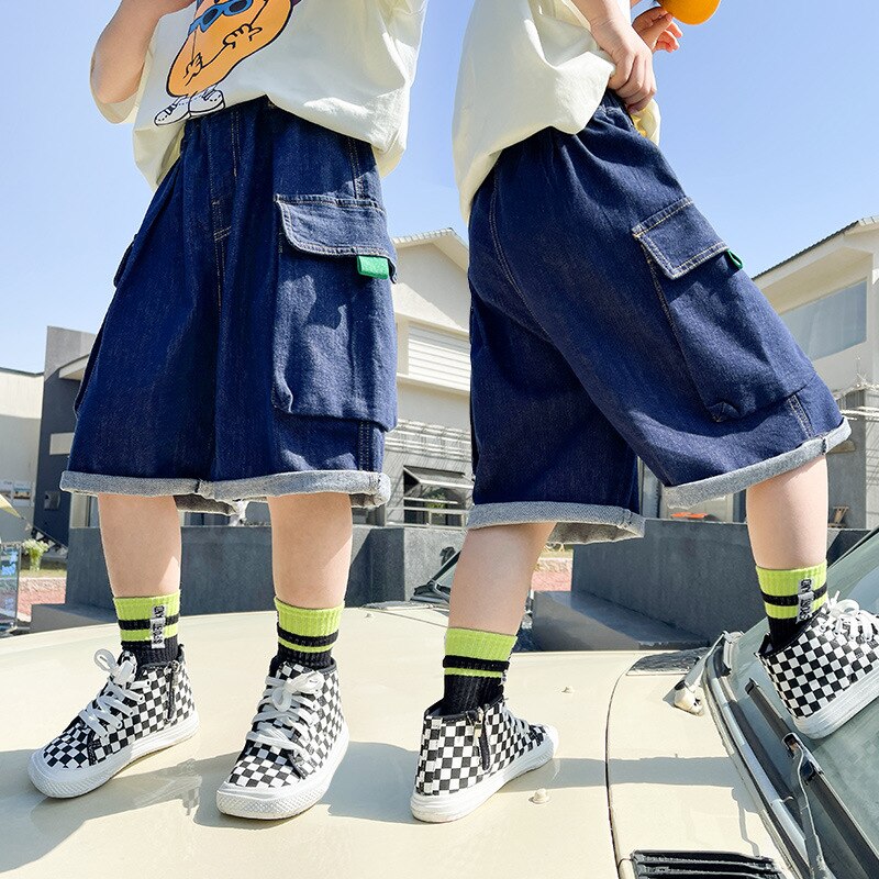 Pantalones cortos de mezclilla para niños, Shorts de para niños, Vaqueros cortos azules para adolescentes, pantalones cortos informales para niños de 4, 6, 8, 10, 12 Y 14 años, novedad de verano