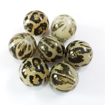 20Mm 100 Stks/partij Chunky Acryl Luipaard/Koe Streep Gedrukt Kralen Voor Chunky Sieraden: dark brown