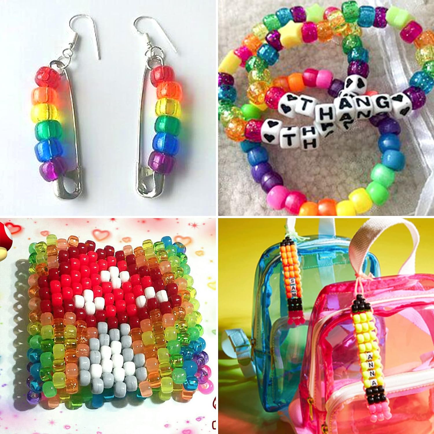 Pony Beads for Friendship Bracelet Making Kit 24 Colors Kandi Beads Set, Plastic Rainbow Bulk and 980pcs Letter Beads wit