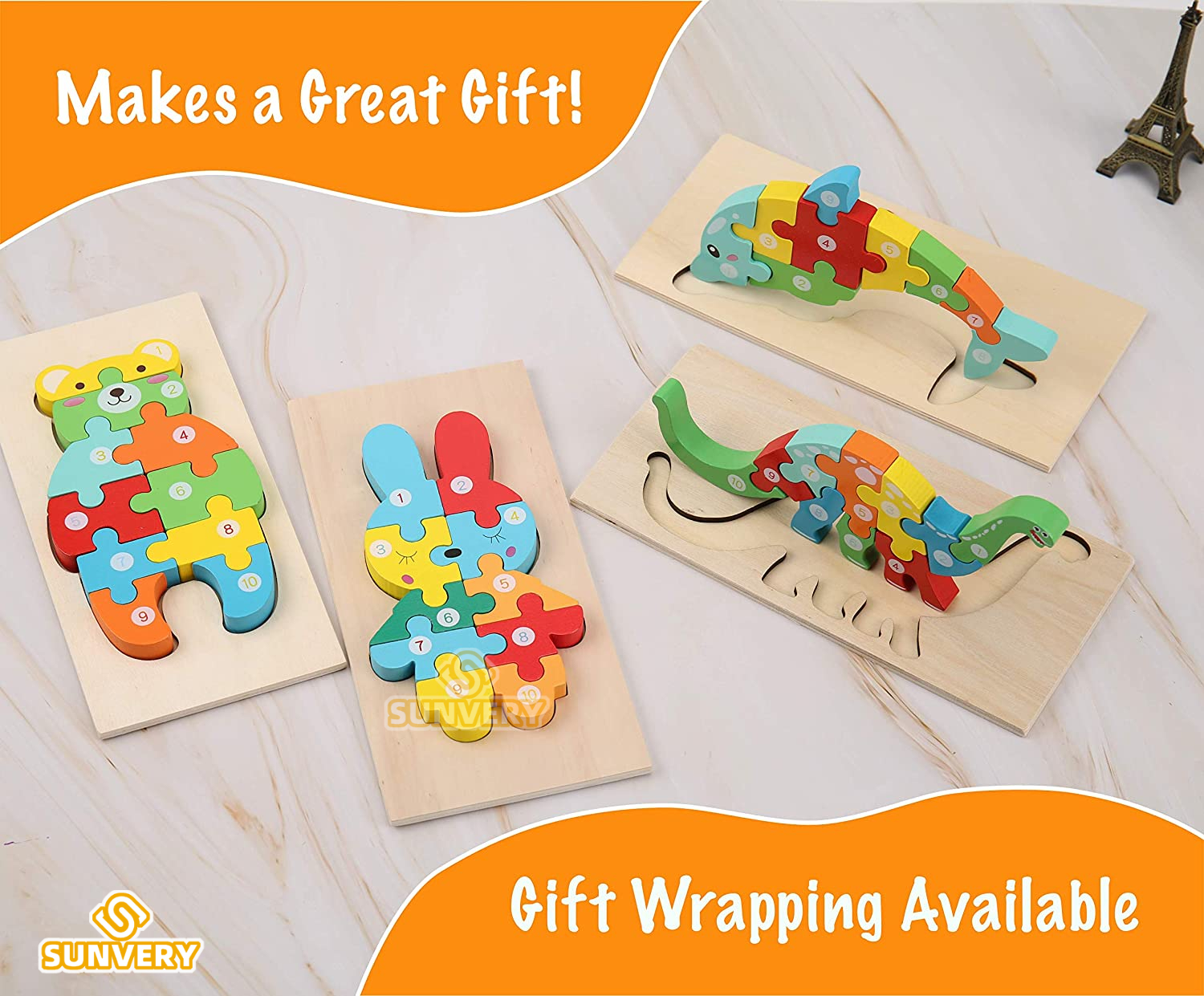 Puzzles en bois Montessori pour enfants, jouets Montessori pour tout-petits de 2 3 4 5 ans, Puzzle 3D, jouet éducatif dinosaure