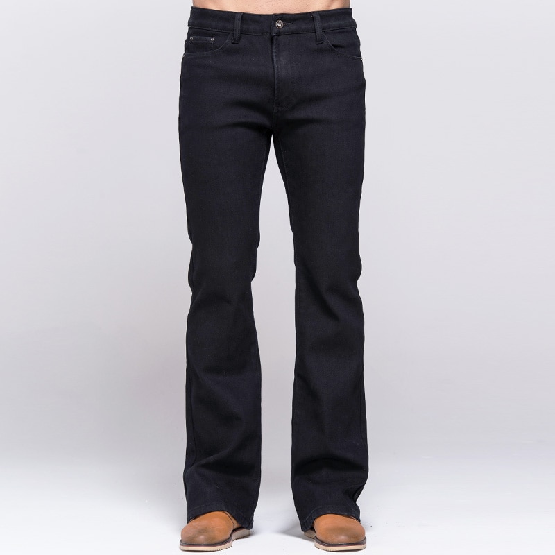 GRG Mens Winter Boot Cut Jeans Thicken Warm Stretch Denim Black Jeans Slim Slightly Flare Pants Polar Fleece Jeans