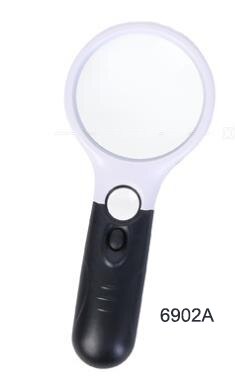 Handheld Illuminated Magnifier 3X 45X Microscope Magnifying Glass Aid Reading for Seniors Loupe Jewelry Repair Tool With 3 LED: 6902A