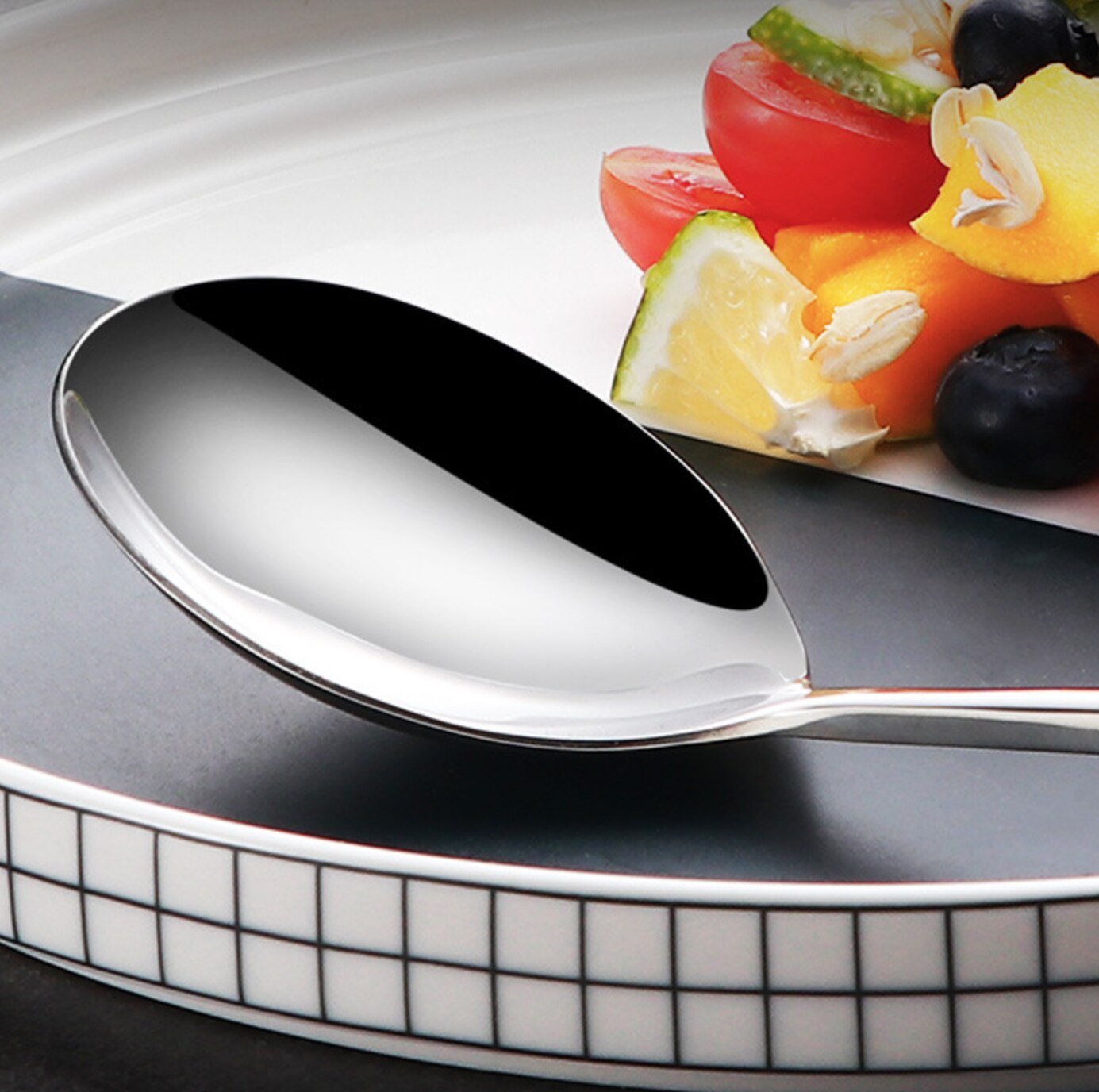 Salad Spoon Fork 2PCS Salad Spoon Stainless Steel Cutlery Set Serving Spoon Set Colorful Unique Spoons Dinnerware Set