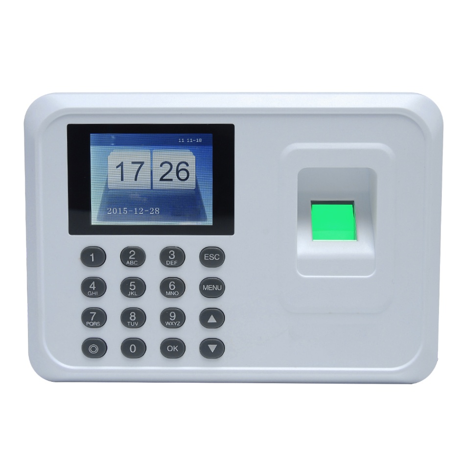 Intelligent Biometric Fingerprint Password Attendance Machine Employee Checking-in Recorder 2.4 inch TFT LCD Screen DC 5V Time: White