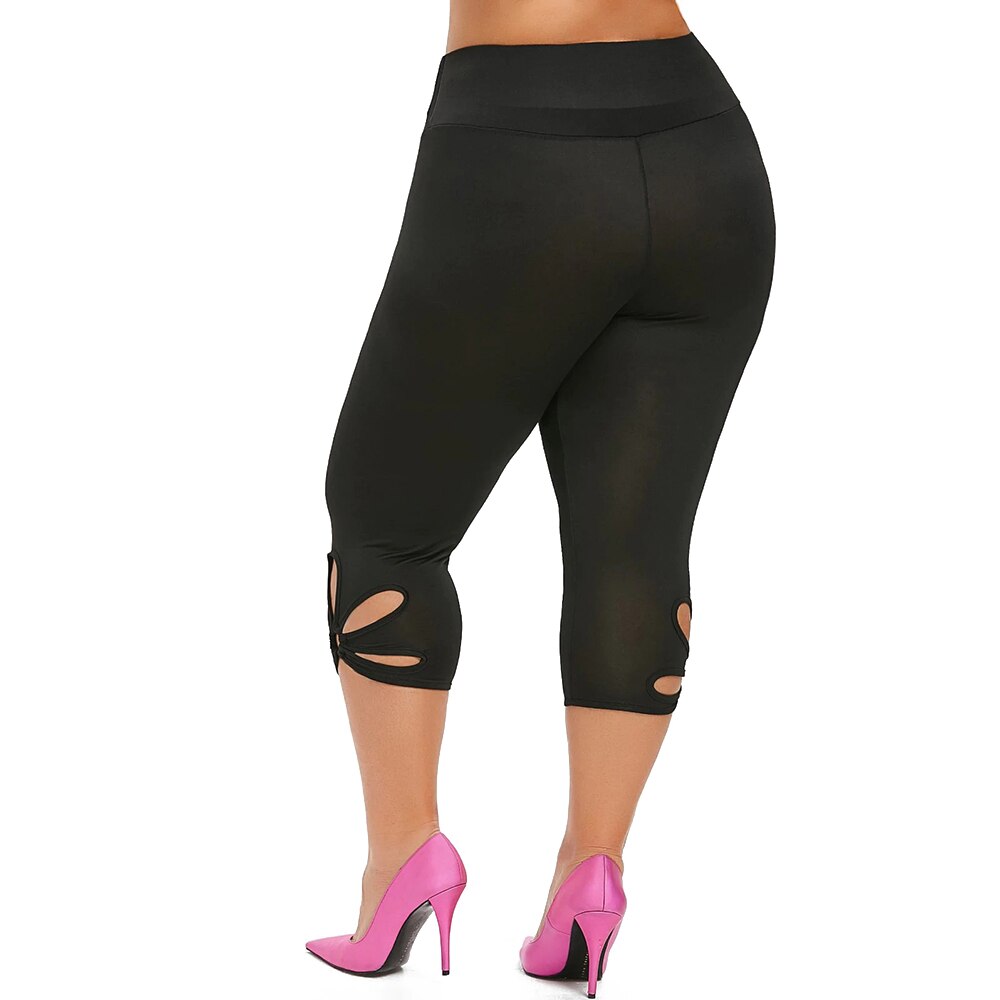 Pantalon taille haute Femme Legging été Joggers pantalon de survêtement décontracté Femme pantalon uni Legging Jogging Femme pantalon mi-mollet D30: Black / XL