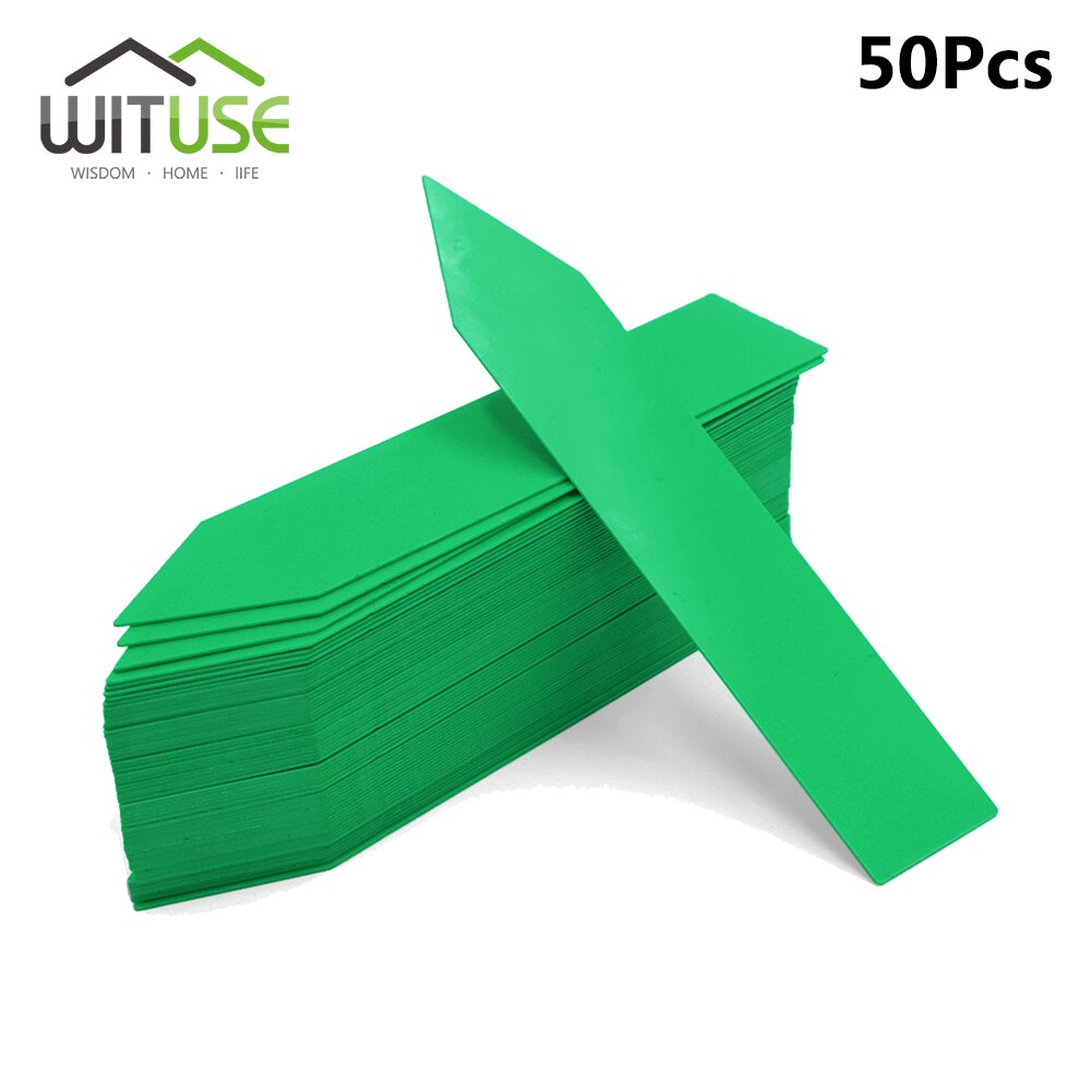 Etiquetas impermeables para vivero, tipo T, cinta de 3 tipos de plástico, para flores y plantas gruesas, bandeja, Mark para herramientas de jardín, 50/100 Uds.: Stick Green