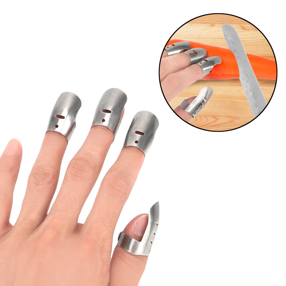 4pcs/set Finger Protector For Using Knife Finger Guard Stainless Steel Kitchen Accessories Cooking Cutting Tools