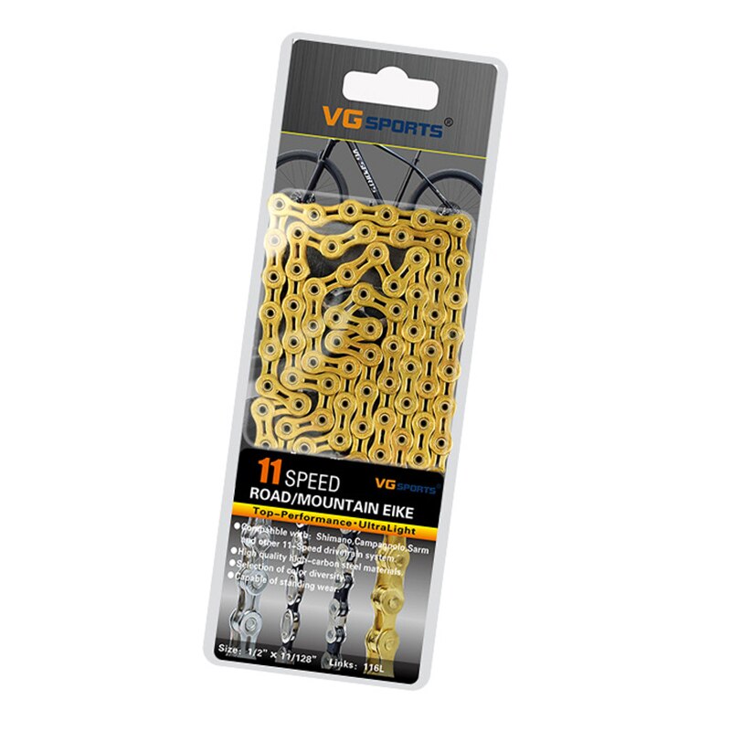 Vg sport 8-11 speed 116l fiets fietsketting mtb racefiets half/holle legering ultra lichte ketting vervanging voor 8/9/10/11 speed: 10s gouden f holle