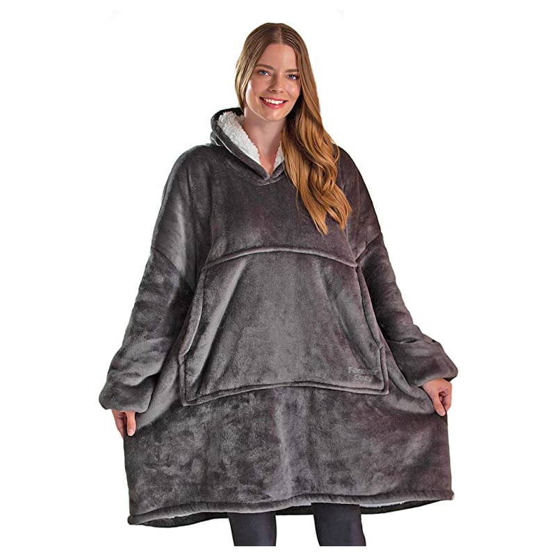 Para Mujer, Sudadera con Capucha de Gran Tamaño, Suéter de Lana Gigante con Mangas, Tipo Manta, Ropa de Invierno