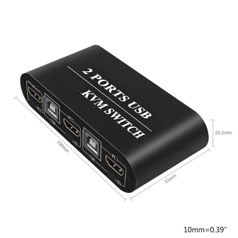4K High Definition HDMI KVM Switch 2-Port USB Manual Switcher Box Keyboard Mouse Splitter