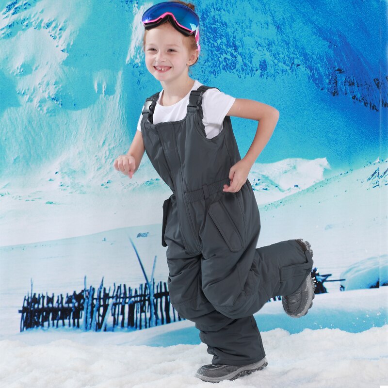 Detector children outdoor padded trousers boys and girls winter skiing pants overall jumpsuit strap romper girl bib 92-134