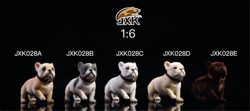 JXK 1/6 Hair French Bulldog Dog Pet Healing Figure Canidae Animal Collector Toy Resin Desktop Decoration