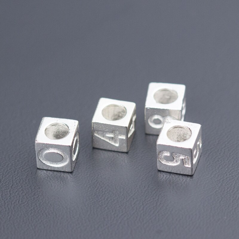 Argento sterlina 925 Numero Quadrato Branelli Del Distanziatore 6 millimetri Braccialetti Fatti A Mano Regalo di Fascino Argento Perline FAI DA TE Gioielleria Raffinata Che Fanno I Risultati