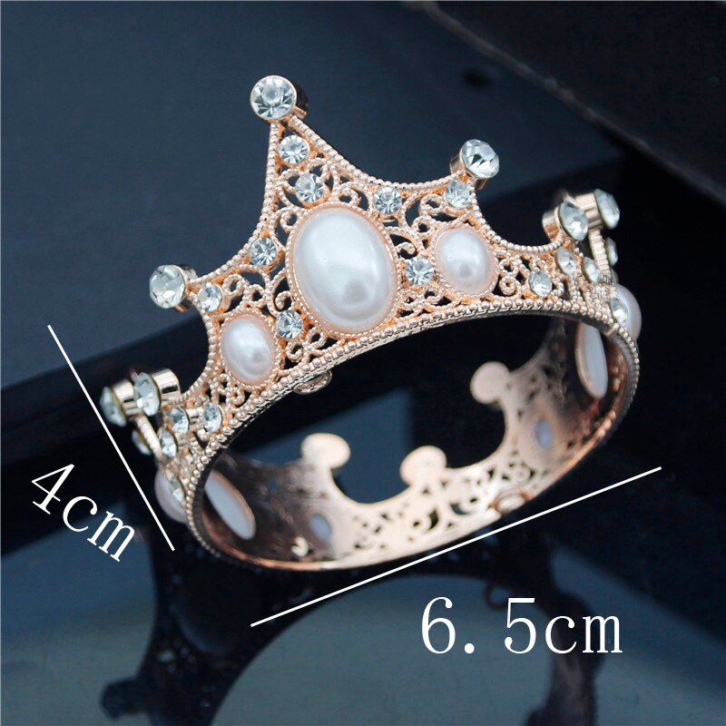 Small Metal Crown for Boys Girls Baby Birthday Prom Tiaras Pearls Hair Jewelry Baby Cake Ornaments Head Accessories: 01