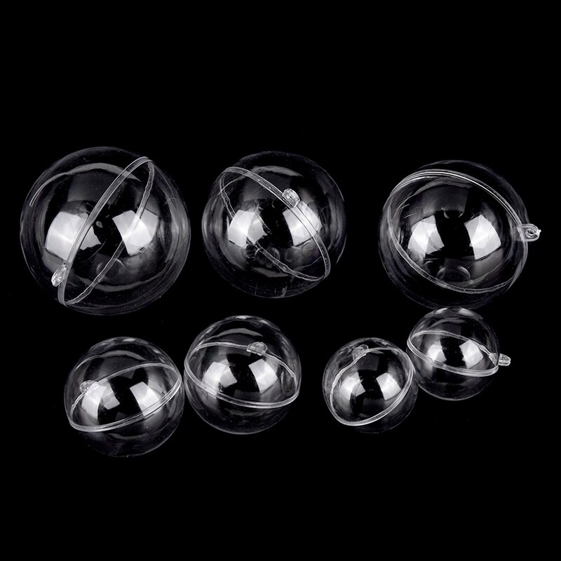 Boîte à bonbons de noël en plastique Transparent, 1 pièce de 4 à 8cm, boule de noël, ornements d'arbre, nouvelles boules transparentes suspendues rechargeables, décor de maison