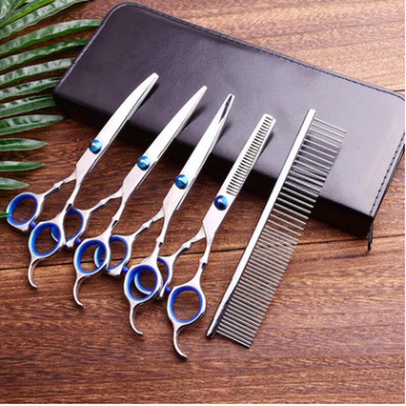 6 Inch 7 Pet Grooming Scissors Stainless Steel Cats Dogs Hair Seam Scissor Up and Down Curved Scissors Sharp Haircut Set