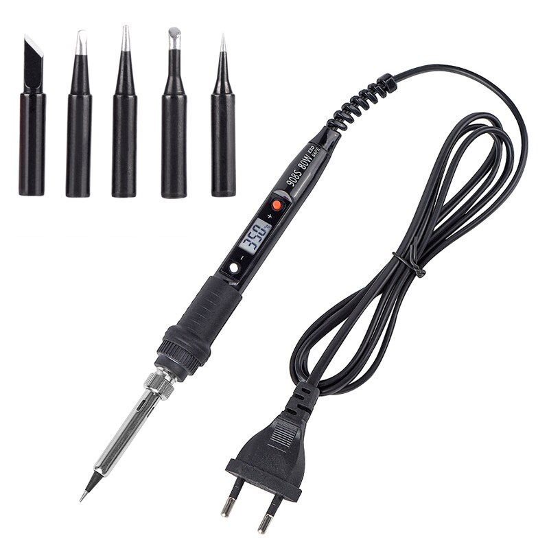 JCD Soldering Iron Kit Digital Soldering Irons Tin Set Electric Temperature Adjustable 220V 80W Rework Welding Equipment Tools: 110V / 908S-5PCSBL-B